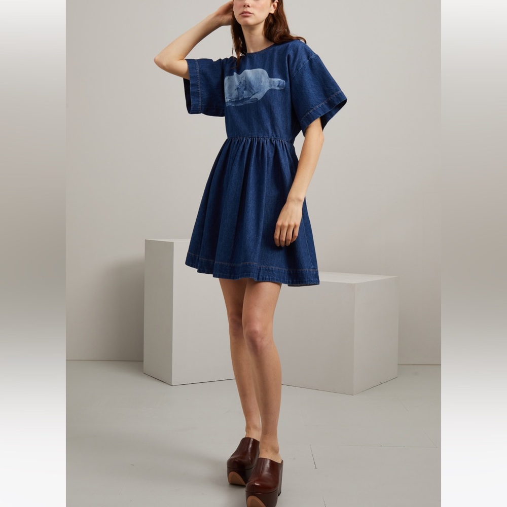SOLD! Sportmax Max Mara Label-cut Denim Slim Fit Short Dress Size: US4 Spring - Picture 3 of 15